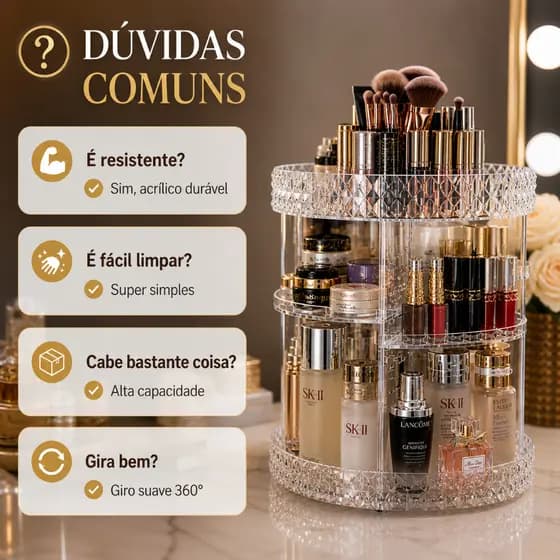 Organizador De Cosmético Maquiagem Acrílico Giratório 360º Presentes Barato Qualidade