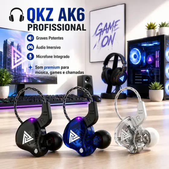 QKZ AK6 fone de ouvido com fio e microfone cobre driver esportivo hifi baixo estéreo no ouvido