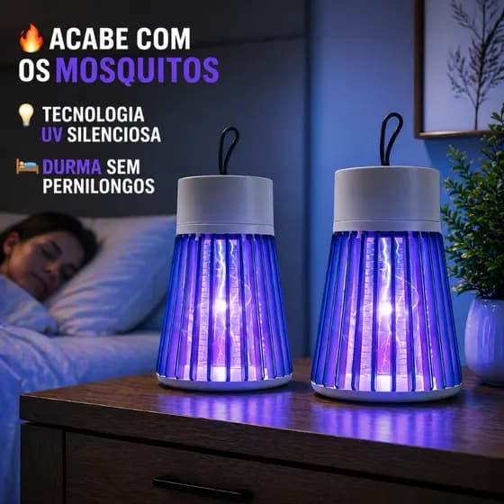 Kit 2 Armadilha Mosquito Repelente eletronico Led Pernilongo Insetos Recarregavel Luz UV Silenciosa