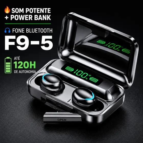 Fone De Ouvido Tws F9-5 ou M10 Bluetooth A Prova Dágua E Powerbank