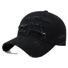 Novo estilo angustiado rasgado boné de beisebol preto Retro boné primavera verão outono inverno respirável sombra na mod