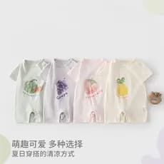 Macacão de bebê verão manga curta macacão roupas de bebê classe a Mo algodão frutas macacão bebê verão