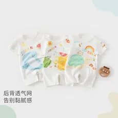 Macacão de bebê verão estilo fino bebê menino manga curta macacão roupas recém-nascidos ilustração macia algodão amônia
