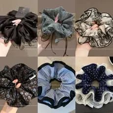 Alta qualidade strass gaze borda cetim salsicha gorda 2026 novo estilo elegante laço de cabelo cabeça corda grande Strea