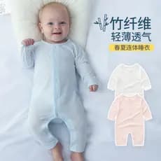 Comércio exterior crianças roupas de fábrica personalizado fibra bambu macacão do bebê verão fino pijamas roupas recém-n