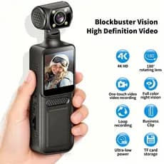 Novo Portátil 4k Hd 180 ° Mini Câmera Rotativa , Visão Noturna Vestível , Esportiva , Gravação De Atividades Ao Ar Livre