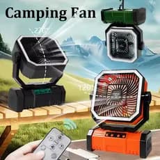 Ventilador De Mesa Portátil De Acampamento Com Luz LED Recarregável Silencioso 20000mAh Bateria Pendurado Gancho Para Vi