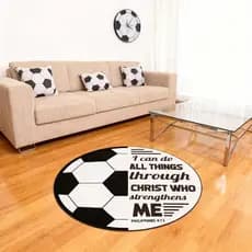 Tapete de Banheiro de Futebol de 35,4 Polegadas, Tapete Lavável para Quarto Infantil com Tema de Futebol, Tapete Antider