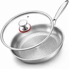 Panela de Titânio Martelado Pro com Tampa, Panela Antiaderente de Titânio Livre de PFAS/PFOA/PTFE, Segura para Lava-louç