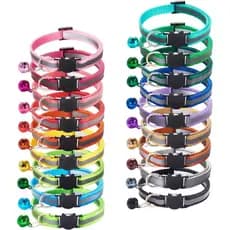 18 Coleiras Refletivas para Gatos com Sino, Ajustáveis de 19-32cm, Coleiras de Identificação Ajustáveis em Nylon Macio p