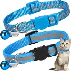 Pacote com 2 Coleiras para Gatos com Sinos, Coleiras Refletivas para Gatos com Fecho de Segurança Retrátil, Nylon, Ajust