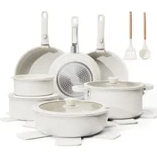 Conjunto de Panelas e Frigideiras Bazova de 22 Peças Antiaderente com Alças Removíveis, Conjunto de Utensílios de Cozinh