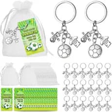 Bucherry 20 Conjuntos de Lembrancinhas para Festa de Futebol, Inclui Chaveiros Esportivos, Etiquetas de Agradecimento, S