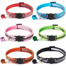 Pacote com 6 Coleiras Refletivas para Gatos com Sino, Coleiras de Segurança e Desmontáveis para Gatos, Nylon, Cores Vari