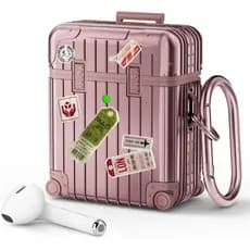 Capa compatível com AirPods da KOREDA, capa com design divertido de mala para AirPods de 2ª/1ª geração, capa protetora r