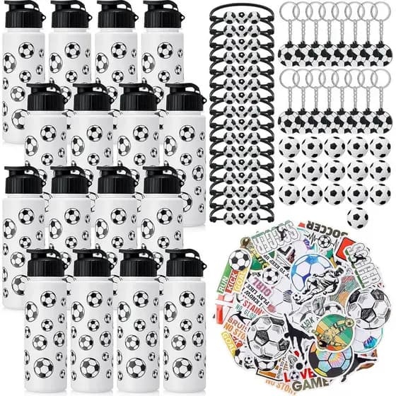 LemonRoad Conjunto de 164 Peças de Artigos para Festa Esportiva: 16 Copos Plásticos, 16 Pulseiras com Pingentes, 16 Chav