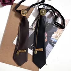 [Estoque pronto] Gravata retrô Premium marrom Bronze corrente de Metal urso cabeça redonda decoração gravata grátis comb