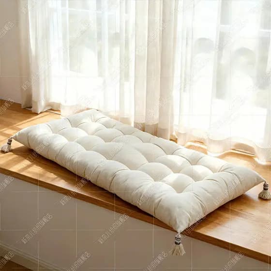 [Estoque pronto] Simples espessado cor lisa borla almofada longa cadeira almofada Tatami almofada de janela saliente qua