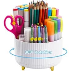Organizador de Mesa Marbrasse, Porta-Canetas Giratório 360 Graus, Organizadores e Acessórios de Mesa com 5 Compartimento