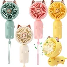 Glooglitter 4 Peças Mini Ventilador Portátil Recarregável USB, Ventilador Pessoal Portátil com 3 Velocidades de Vento 18