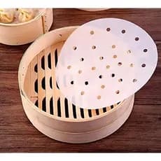 200 unidades de Forros para Air Fryer, Forros de Bambu para Vaporizador de 8 polegadas, Papéis de Pergaminho Perfurados