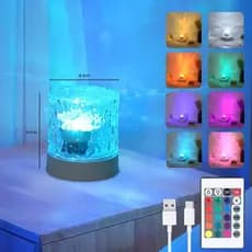 Projetor de Aurora Boreal Vcwtty, Projetor de Luz de Ondas Oceânicas com 16 Cores, Luz Noturna Ambiente com Efeito de On