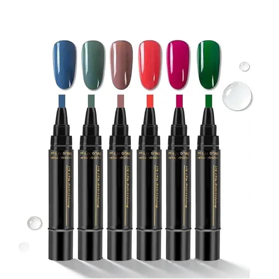 6 x Canetas de Esmalte para Unhas, Canetas de Esmalte para Arte em Unhas, Canetas de Esmalte em Gel de Secagem Rápida, C