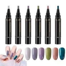 Conjunto de 6 Canetas de Esmalte, Caneta de Esmalte 3 em 1, Esmaltes UV de Aplicação em um Passo, Gel UV para Unhas, Can