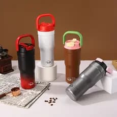[Estoque pronto] Criativo novo estilo duplo beber xícara de café moda portátil 316 copo térmico de aço inoxidável carro