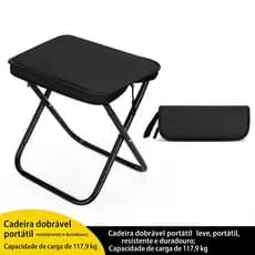 Este banquinho dobrável ultraleve e portátil é ideal para acampamentos, piqueniques e pesca.