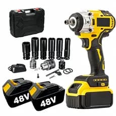 Parafusadeira Furadeira e Chave De Impacto 48v 02 Baterias Sem Fio Soquetes com Maleta Profissional