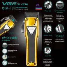 Cortador De Cabelo Profissional Vgr Oiv-135 Kit 6 Pentes Dourado Elegante Barba Cabelo Sem Fio