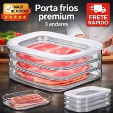 Porta Frios 3 Andares Hermético Empilhável – Caixa Organizadora com Tampa Vedada para Conserva