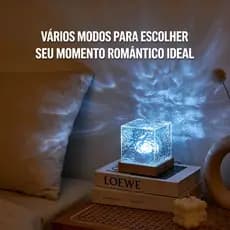 Abajur Quarto Luminária Led De Mesa Projetora Ondas Do Mar Luz Noturna Com Controle 16 Cores Touch