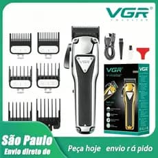 Máquina de cortar cabelo elétrica sem fio VGR V-135, recarregável via USB, com cabeça de lâmina ajustável.