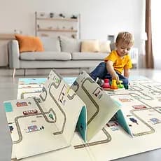 Tapete Infantil de Carros 200x180cm Tatame Bebê Dupla Face Dobrável XPE
