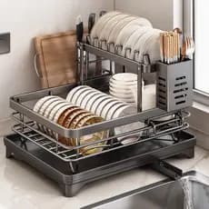 Escorredor de Louças Rack Aço Carbono Organizador Preto