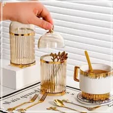 Porta-Talheres GARDENIA , Colher De Café Com Tampa À Prova De Poeira De Plástico , Suporte Para Garfo De Sobremesa Domés