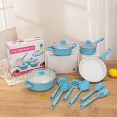 Jogo De Panelas Teflon  Antiaderente kit 13 Conjunto Peças Home Cooking