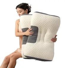 Travesseiro Ergonômico Cervical Ortopédica Respirável Apoio para Pescoço 65x45x10CM Lavável