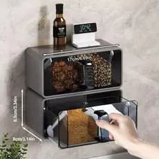 Porta Temperos Duplo Parede Bancada Sem Furos Organizador Cozinha Com Colheres E Adesivos