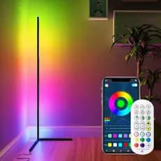 Luminária de canto LED RGB com 3 seções articuladas, luz de pé moderna minimalista para ambiente