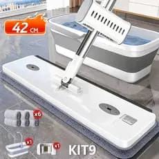 Esfregão Rodo Lazy Mop Mágico Limpeza Mop Flat 360° Seco/Molhado, Raspador Não Precisa Enxaguar