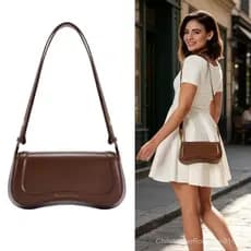 Presente para o Dia das Mães, Bolsa de Ombro Feminina com Alça Ajustável, Bolsa Elegante de Couro Preto, Presente