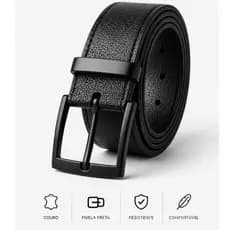 Cinto masculino premium de dupla face em preto e marrom com (fivela preta de luxo)! Oferta.