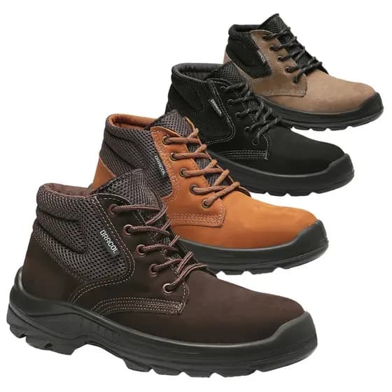 Bota Botina Trabalho Segurança Ocupacional EPI Bracol Original Bae Couro Nobuck Bico Pvc Amarrar