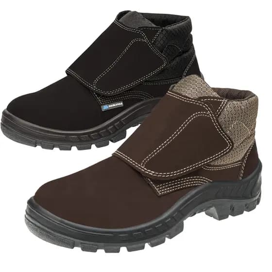 Bota Botina Segurança Ocupacional Marluvas 50b26 Velcro Nobuck Bico PVC Solado Bidensidade com CA