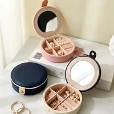 Mini Porta Joias Redondo Portátil para Viagem Várias Cores Para Brincos e Colares