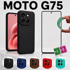 Motorola Moto G75 Capa Silicone Aveludada Premium Anti Impacto Proteção De Câmera + 9D película protetora