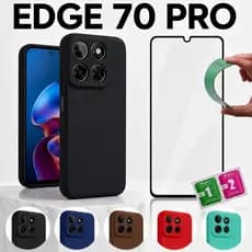 Motorola Moto Edge 70 Pro Capa Silicone Aveludada Premium Anti Impacto Proteção De Câmera + película protetora